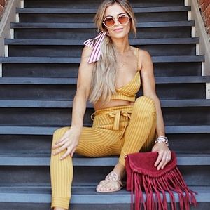 Pinstripe Bralette and Trousers Set